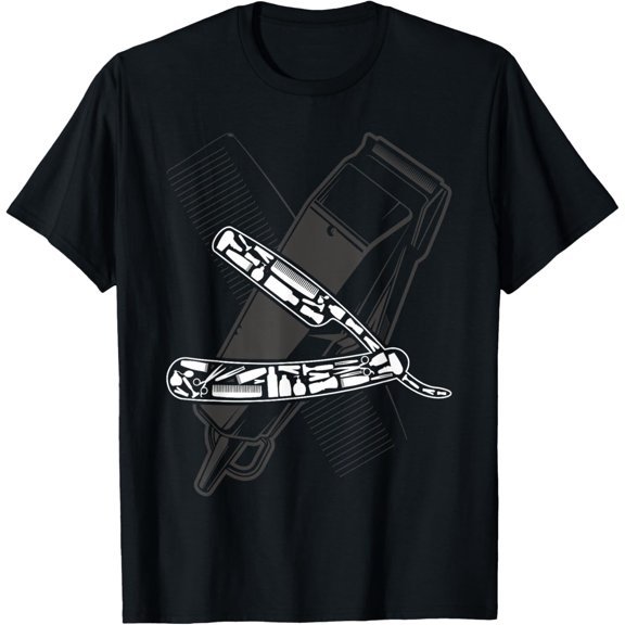 Barber's Straight Edge Razor Icons - Barbershop Tools T-Shirt