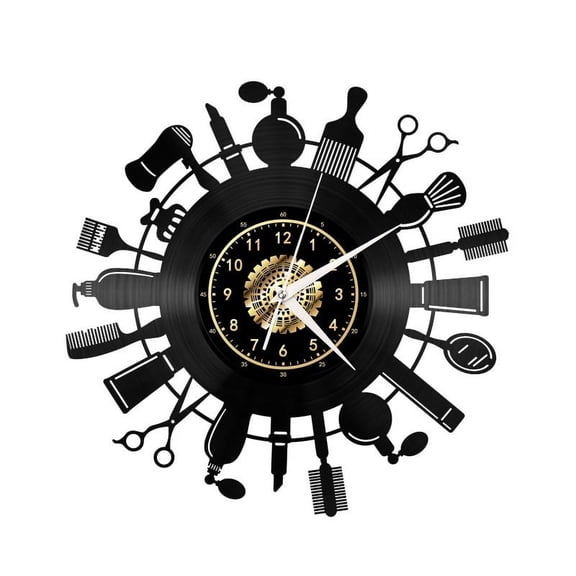 Barber shop Vinyl Record Wall Clock Gifts for Holiday ,Handmade 12Black Wall Clock Unique Gifts