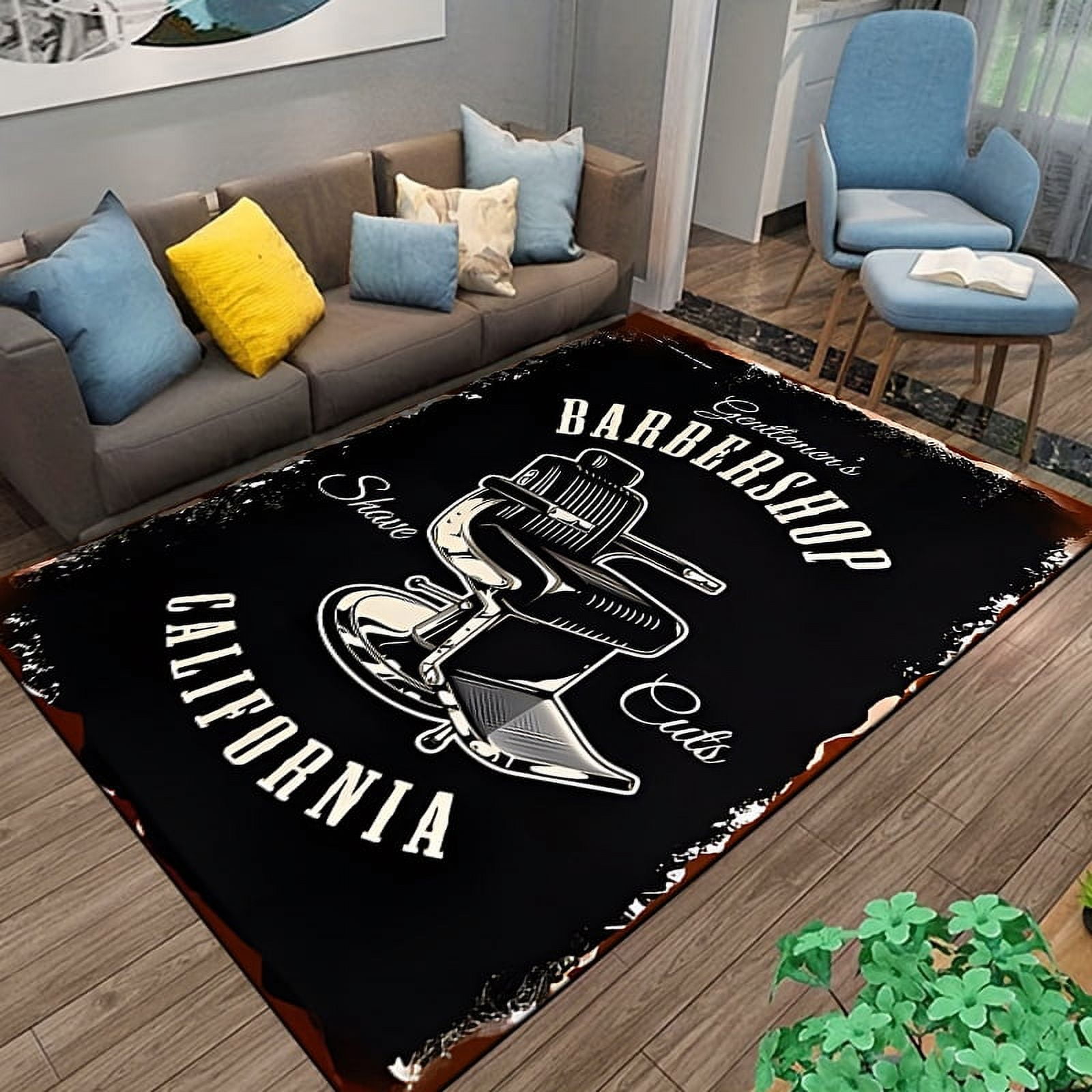 Barber shop retro signage Area Rug Large Carpet Rug for Living Room ...