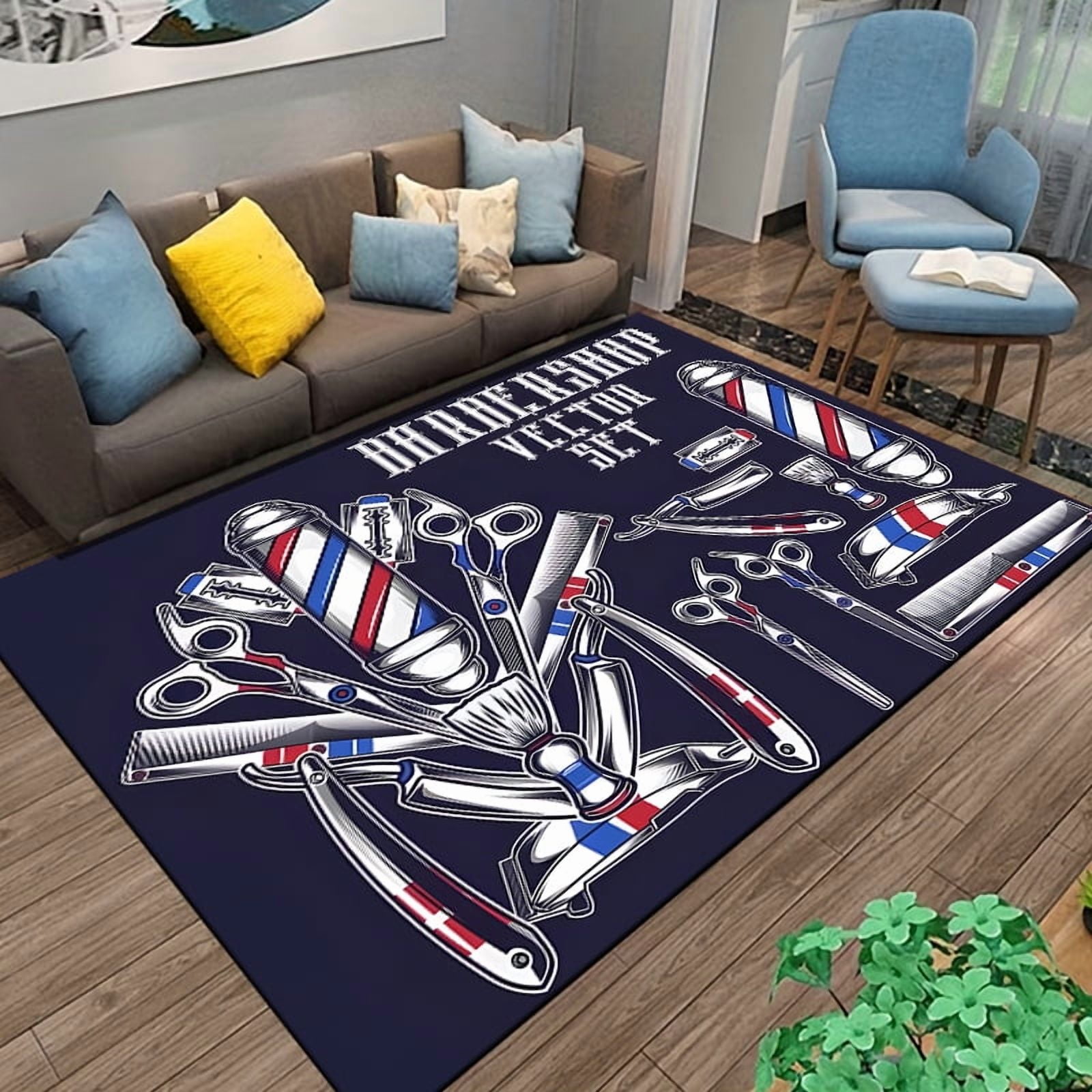 Barber shop retro signage Area Rug Large Carpet Rug for Living Room ...