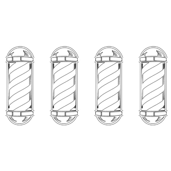 BarberMate® Barber Pole Vinyl Car Decal White (4 Pack)