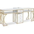 thumbnail image 1 of BarberPub 2 Position Manicure Table, Unisex Desks with Drawer, Nail Desk, 78.7 x 19.7 in, White, 1 Count, 1 Pack, 1 of 10