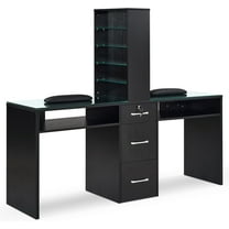 BarberPub 2 Position Nail Desk with Storage Drawer and Shelf