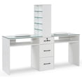 thumbnail image 1 of BarberPub 2 Position Nail Desk with Storage Drawer and Shelf, 1 of 9