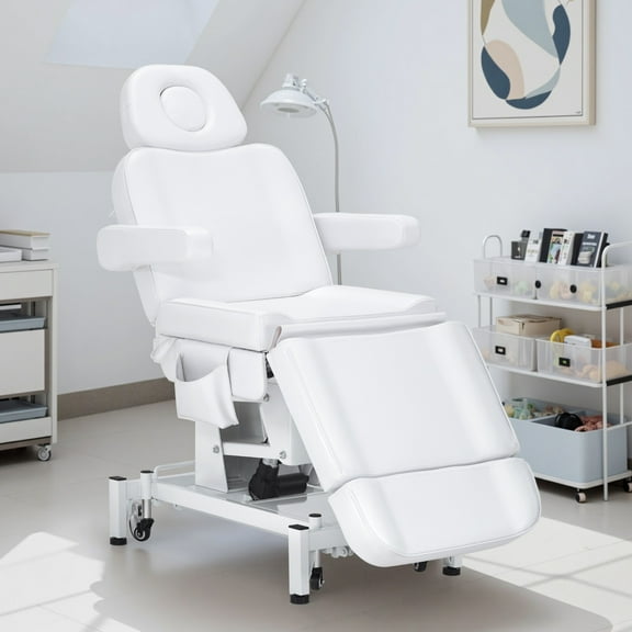 BarberPub 3-Motor Electric Facial Bed for Esthetician, Salon Spa, Professional Treatment & Massage Table