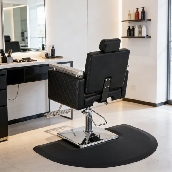 BarberPub 3 x 4 ft Anti-Fatigue Salon Mat for Hair Stylist, Barber Standing Mat for Square Base Chair, NBR
