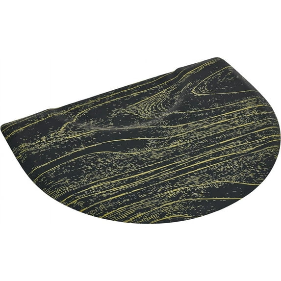 BarberPub 3'x4' Barber Mat for Station Salon mats for Hair Stylist Barber Chair Anti-Fatigue Floor Mat Circle 1" Thick 0025 (Black& Gold)