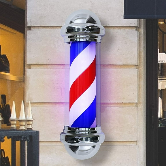 BarberPub 30'' Barber Pole Rotating LED Strips Lighting Hair Salon Sign