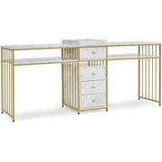 BarberPub 78.7" Width 2 Position Nail Desk, Double Manicure Table for Nail Tech