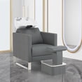 thumbnail image 1 of BarberPub Backwash Shampoo Ceramic Bowl and Chair Set, Adjustable Hair Wash Bowl Unit Station for Spa Beauty Salon, Faux Leather(Grey), 1 of 9