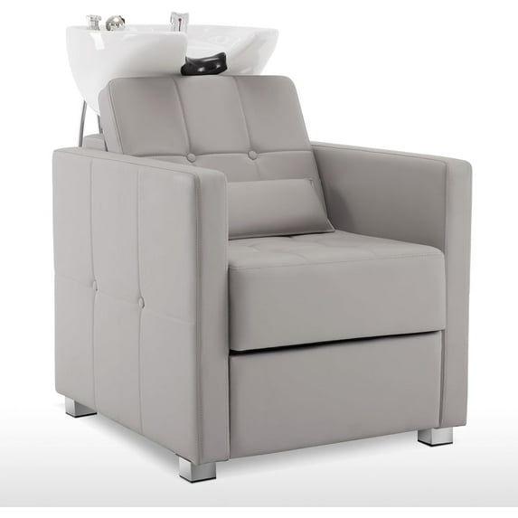 BarberPub Classic Shampoo Station Chair, Adjustable Ceramic Hair Wash Bowl, Shampoo Chair and Bowl Unit 9309