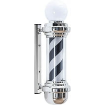 BarberPub Barber Pole with LED, Salon Spa Stripes Rotating Lamp, Barbershop Open Sign L018