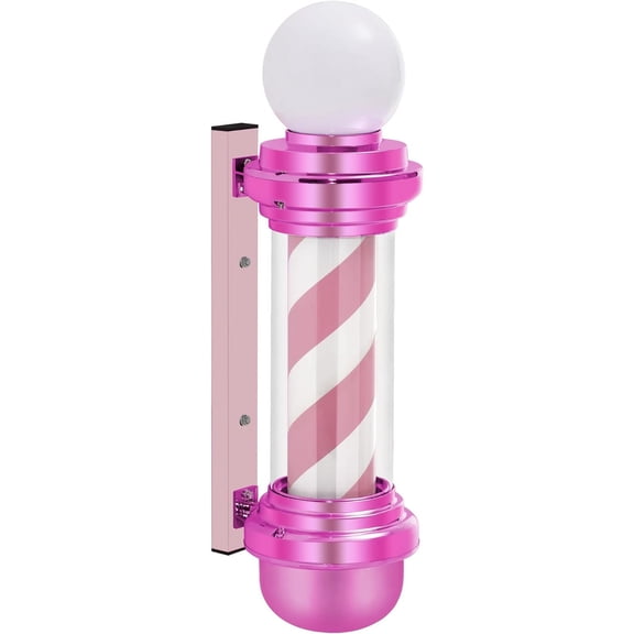 BarberPub Barber Pole with LED, Salon Spa Stripes Rotating Lamp, Barbershop Open Sign L018