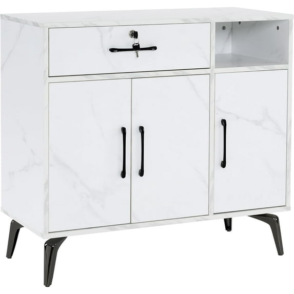 BarberPub Barber Station for Hair Stylist, Beauty Salon Storage Cabinet, Spa Equipment with 4 legs, Modern Utility Makeup Equipment, Styling Dressing Table 3163