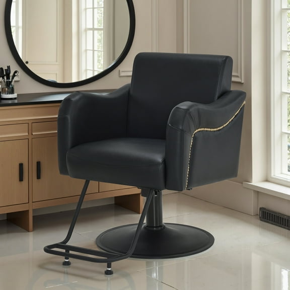 BarberPub Black Salon Chair for Hair Stylist, Hydraulic Barber Chair for SPA&Home Salon, Barbershop