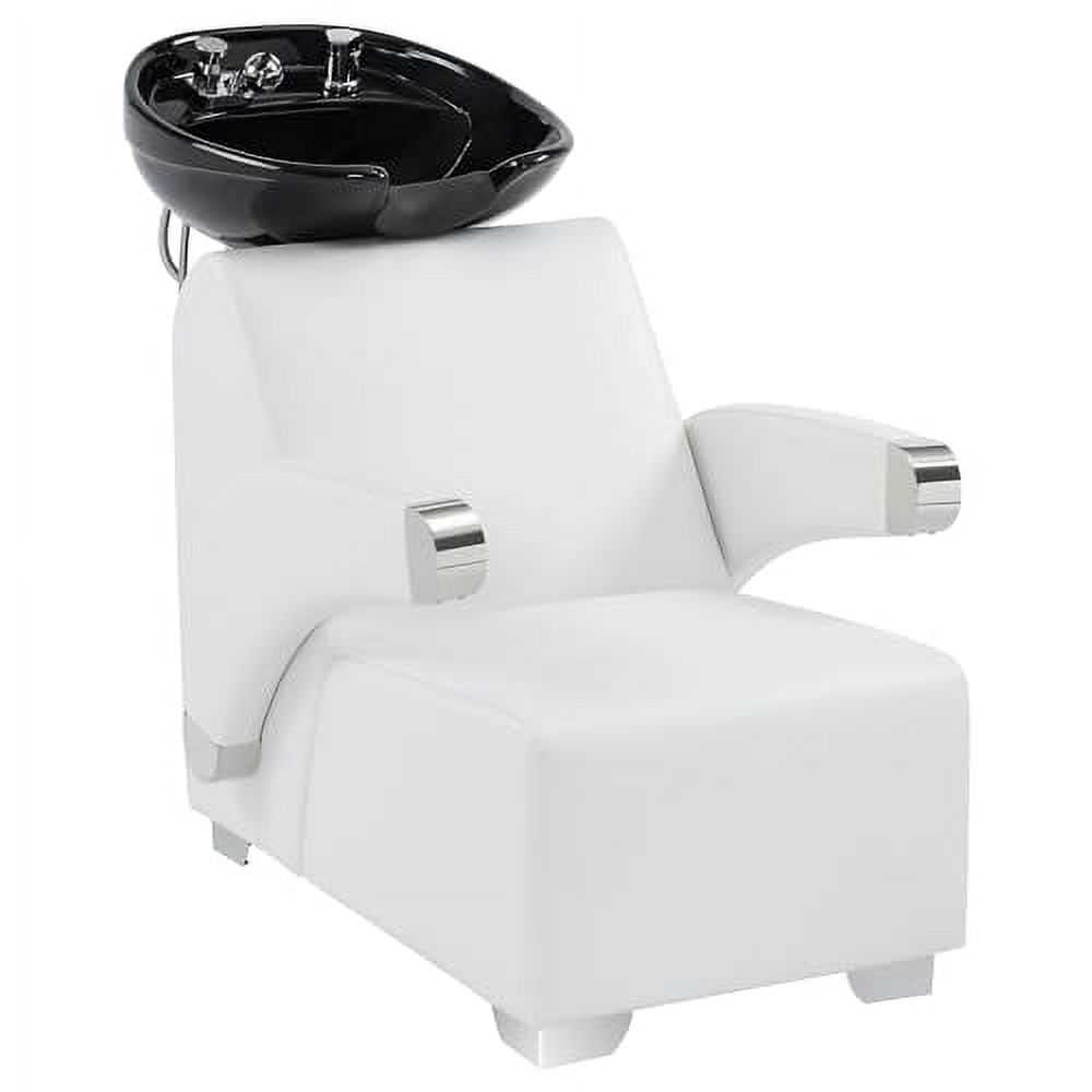 BarberPub Ceramic Bowl Backwash Shampoo Chair, Adjustable Modern Shampoo Sink Chair, Hair