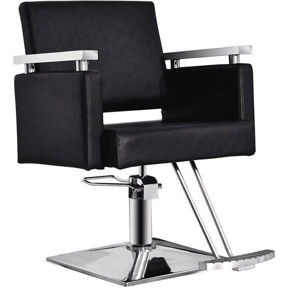 BarberPub Swivel Hydraulic Barber Chair All Purpose Styling Salon Chair Barbershop Equipment(Black)