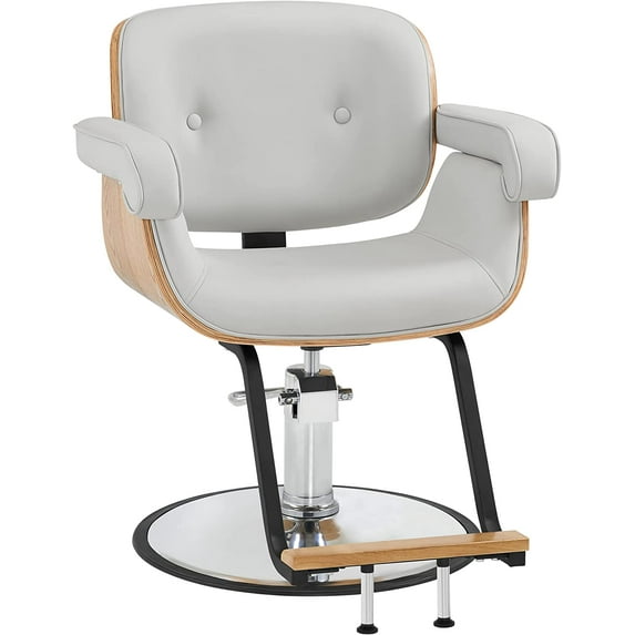 BarberPub Classic Modern Hydraulic Wooden Swivel Salon Chair Salon Chair for Hair Stylist Barber Home Beauty Spa Hair Styling Chair M9262