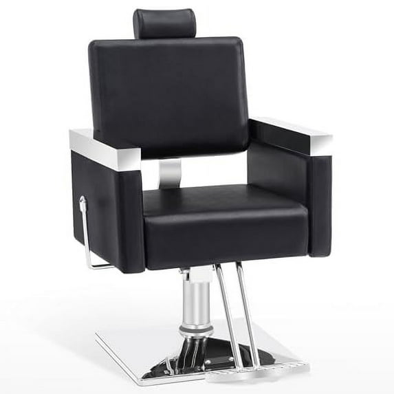 BarberPub Classic Recline Hydraulic Barber Salon Spa Chair Hair Styling Beauty Cushion Black 3018