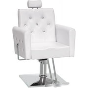 BarberPub Classic Recliner Barber Chair Antique Hair Spa Salon Styling Beauty Equipment White 3123