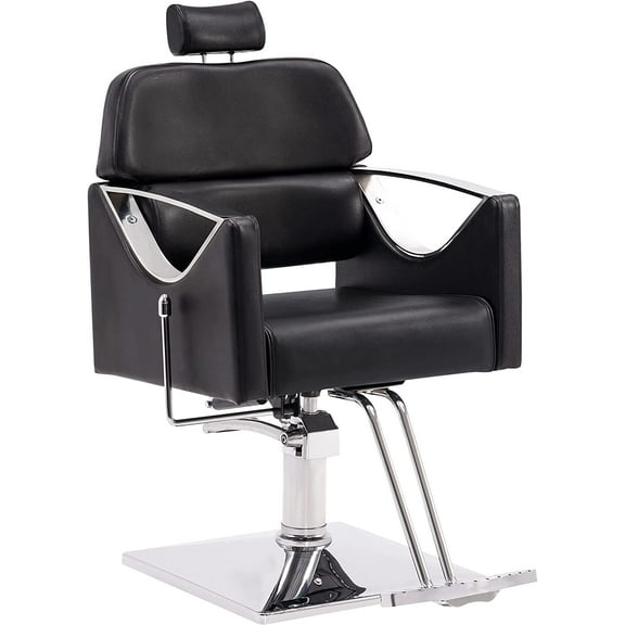 BarberPub Classic Recliner Barber Chair Heavy Duty Hair Spa Salon Styling Beauty Equipment 3126 Black