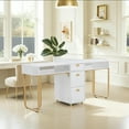 thumbnail image 1 of BarberPub Double Nail Desk, Manicure Table with Built-In AC Outlets & USB Ports, 1 of 10