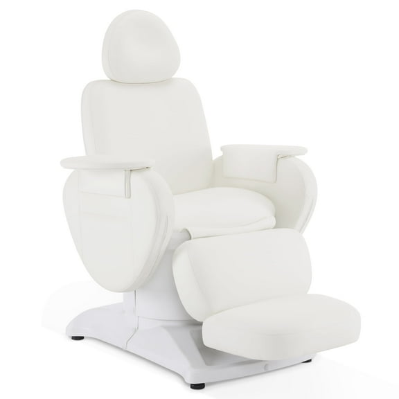 BarberPub Electrical Facial Beauty Bed with 3 Motors,Adjustable Massage Table Chair, PU Leather, 440 lbs Capacity(White)