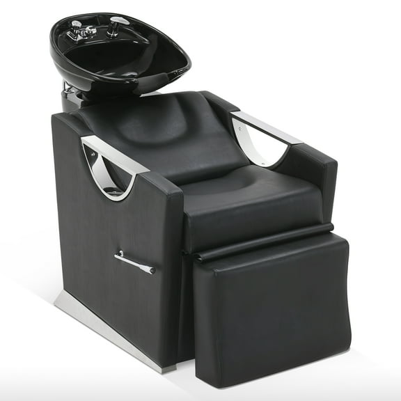 BarberPub Extended Ceramic Shampoo Bowl Chair for Professional Hair Salon