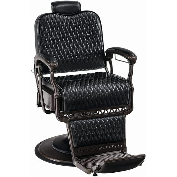 BarberPub Heavy Duty Metal Vintage Barber Chair All Purpose Reclining Hydraulic Spa Chair Hair Styling Equipment 9216 Black
