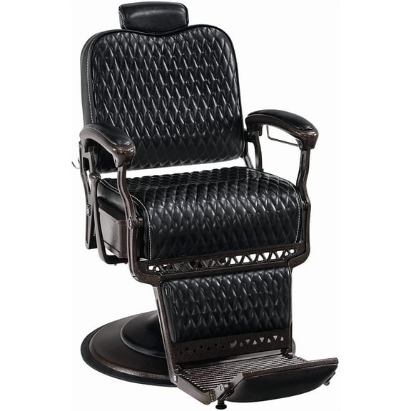 BarberPub Heavy Duty Metal Vintage Barber Chair All Purpose Reclining Hydraulic Spa Chair Hair Styling Equipment 9216 Black