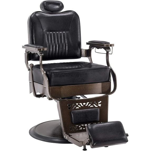 BarberPub Heavy Duty Metal Vintage Barber Chair Hydraulic Recline Salon Beauty Spa Chair 2925 Black