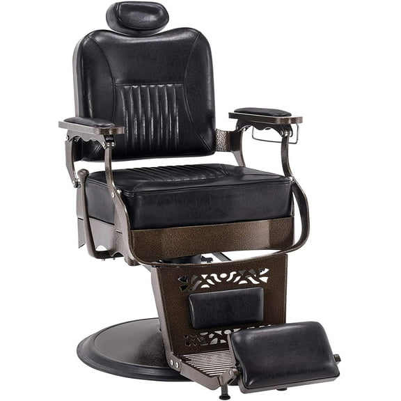 BarberPub Heavy Duty Metal Vintage Barber Chair Hydraulic Recline Salon Beauty Spa Chair 2925 Black