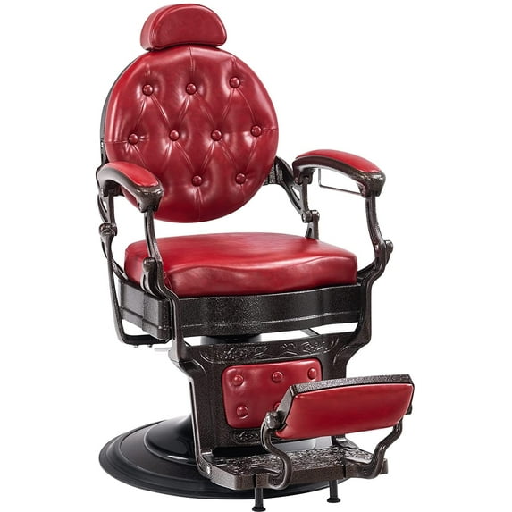 BarberPub Heavy Duty Metal Vintage Barber Chair Hydraulic Recline Salon Beauty Spa Chair 2933 Red