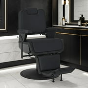 BarberPub Heavy Duty Vintage Barber Chair Hydraulic Recline Salon Beauty Styling Chair, Black