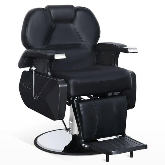 BarberPub Hydraulic Barber Chair Salon, Faux Leather Beauty Chair Spa Styling Equipment Black 8702