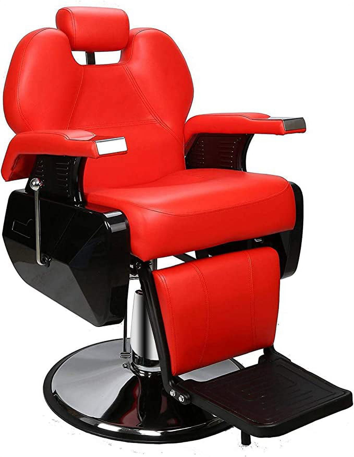 BarberPub Hydraulic Recline Barber Chair Salon Spa Styling Red 8702