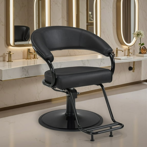BarberPub Hydraulic Salon Chair for Hair Stylist, 360° Swivel, Ergonomic Backrest & Footrest