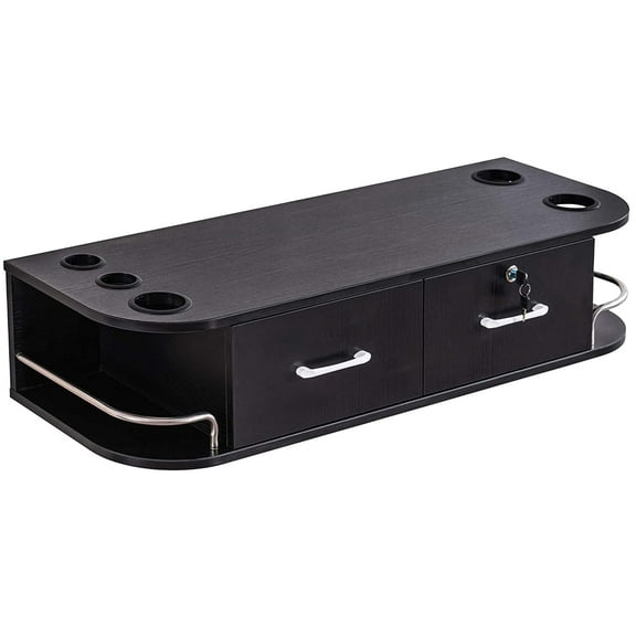 BarberPub Locking Wall Mount Styling Station Barber Beauty Spa Salon Equipment, Black 5012