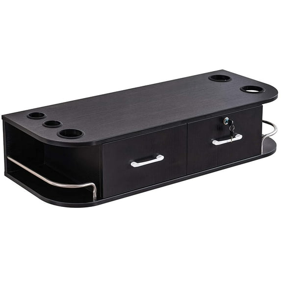 BarberPub Locking Wall Mount Styling Station Barber Beauty Spa Salon Equipment, Black 5012