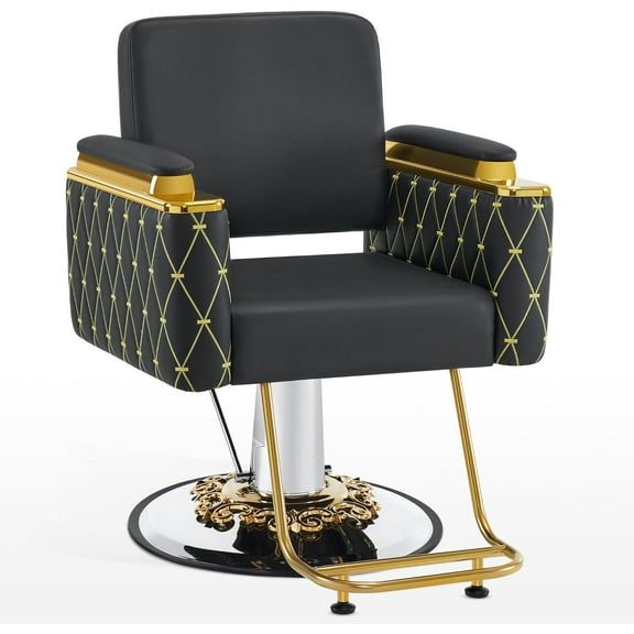 BarberPub Luxurious Salon Chair, Height Adjustable Gold&Black Salon Beauty Spa Styling Equipment, 440lbs Hydraulic Pump for Hair Stylist, Barber shops&Beauty Salons 8633
