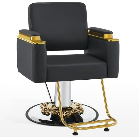 BarberPub Luxurious Salon Chair, Height Adjustable Gold&Black Salon Beauty Spa Styling Equipment, 440lbs Hydraulic Pump for Hair Stylist, Barber shops&Beauty Salons 8633