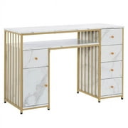 BarberPub Makeup Vanity Desk with Drawer, Manicure Table Storage Cabinet