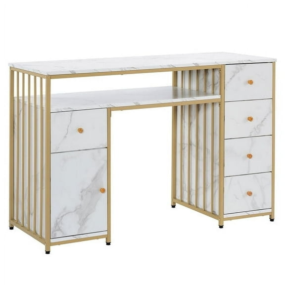 BarberPub Makeup Vanity Desk with Drawer, Manicure Table Storage Cabinet