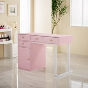 BarberPub Makeup Vanity Desk with Drawer, Manicure Table with Metal Leg