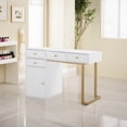 thumbnail image 1 of BarberPub Makeup Vanity Desk with Drawer, Manicure Table with Metal Leg, 1 of 12