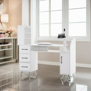 BarberPub Makeup Vanity Desk with Drawer and Cabinet, Manicure Table with Storage