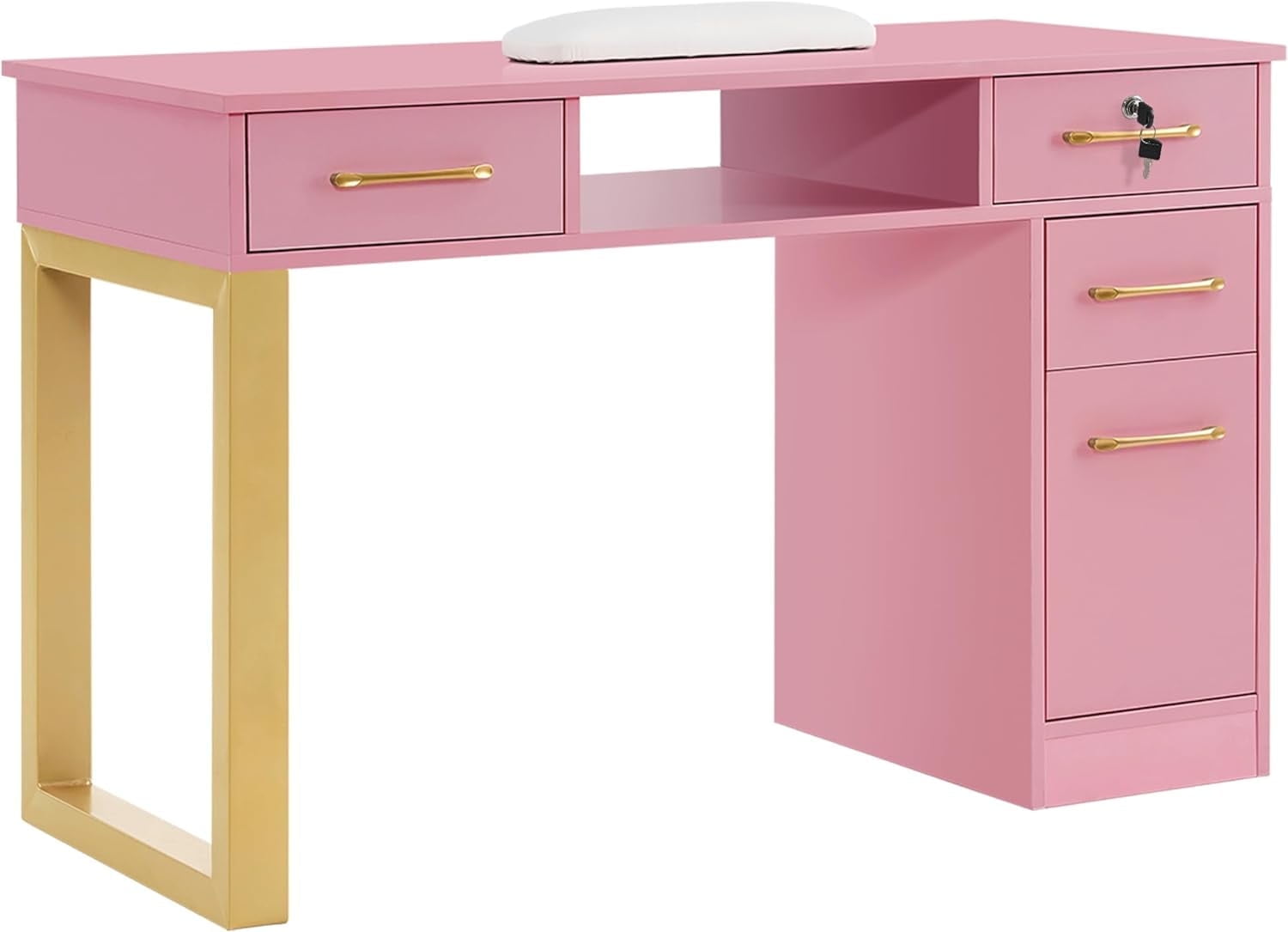 BarberPub Makeup Vanity Desk with Drawers, Manicure Table with Storage Cabinet