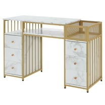 BarberPub Nail Acetone Resistant Desk Manicure Table, Salon Beauty Storage Organizer with Metal Frame