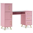 thumbnail image 1 of BarberPub Makeup Vanity Desk with Storage Drawer and Cabinet, Nail Desk with Glass Top, 1 of 8