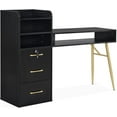thumbnail image 1 of BarberPub Makeup Vanity Desk with Storage Drawer and Cabinet, Nail Desk with Golden Handles & Legs, 1 of 8
